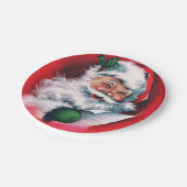 Frohe Weihnachten, Vintag, Retro, Weihnachtsmann,  Pappteller (Schrägansicht)