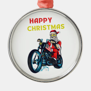 Frohe Weihnachten Vintag Santa Biker Ornament Aus Metall