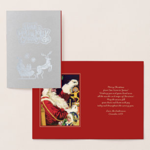 Frohe Weihnachten. Vintag Santa Claus Luxury Folienkarte