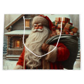 Frohe Weihnachten Vintag Santa Große Geschenktüte (Vorderseite)