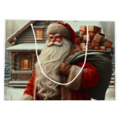 Frohe Weihnachten Vintag Santa Große Geschenktüte (Rückseite)
