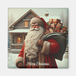 Frohe Weihnachten Vintag Santa Magnet