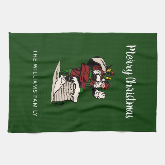 Frohe Weihnachten Vintag Santa Personalisiert Geschirrtuch (Horizontal)