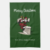 Frohe Weihnachten Vintag Santa Personalisiert Geschirrtuch (Vertikal)
