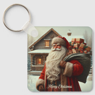 Frohe Weihnachten Vintag Santa Schlüsselanhänger
