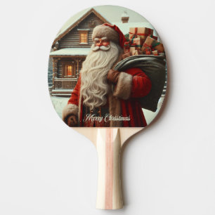 Frohe Weihnachten Vintag Santa Tischtennis Schläger