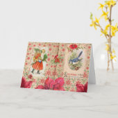 Frohe Weihnachten Vintag Santa und Poinsettia Karte (Gelbe Blume)