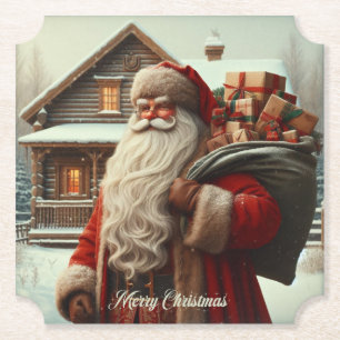 Frohe Weihnachten Vintag Santa Untersetzer