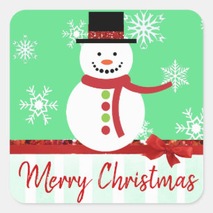 Frohe Weihnachten Vintag Snowman Stickers