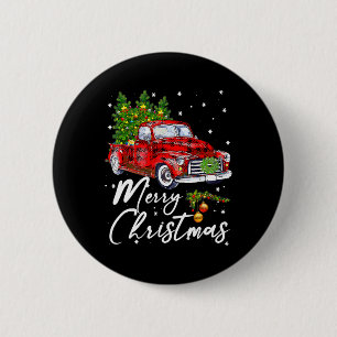 Frohe Weihnachten Vintag Wagon Red Truck Pajama Fa Button
