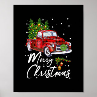 Frohe Weihnachten Vintag Wagon Red Truck Tree Paja Poster