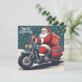 Frohe Weihnachten Vintag Weihnachten auf Motorrad (Stehend Vorderseite)