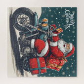Frohe Weihnachten Vintag Weihnachten auf Motorrad Puzzle (Horizontal)