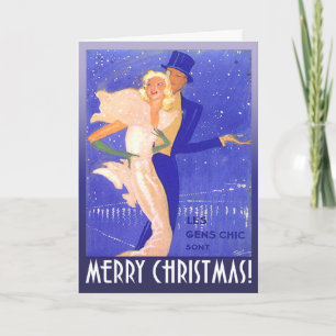 Frohe Weihnachten Vintage Art Deco Paar