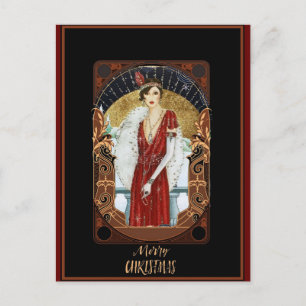Frohe Weihnachten Vintage Art Deco Postkarte