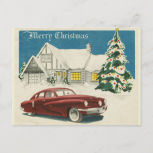 Frohe Weihnachten Vintage-Automobil Postkarte