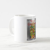 Frohe Weihnachten Vintage Baumdesign Kaffeetasse (Vorderseite Links)