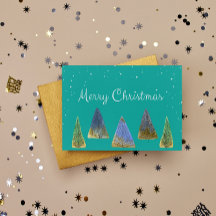 Frohe Weihnachten Vintage Bäume Feiertage Postkart