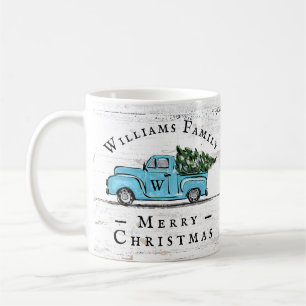 Frohe Weihnachten Vintage Blau LKW Farmhouse Tasse