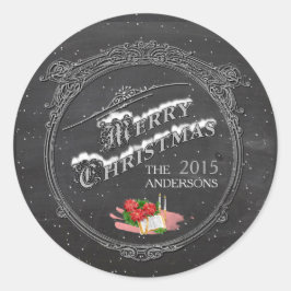 Frohe Weihnachten Vintage Chalkboard Runder Aufkleber