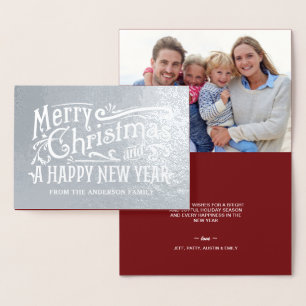 Frohe Weihnachten Vintage Chalkboard Silver Foil Folienkarte