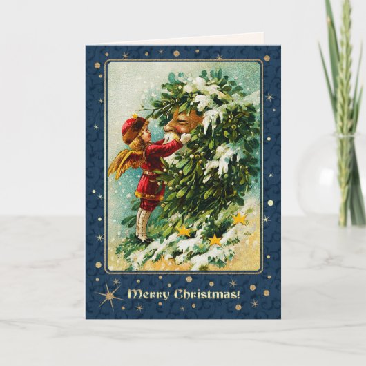 Frohe Weihnachten. Vintage Christmas Angel Feiertagskarte (Vorderseite)