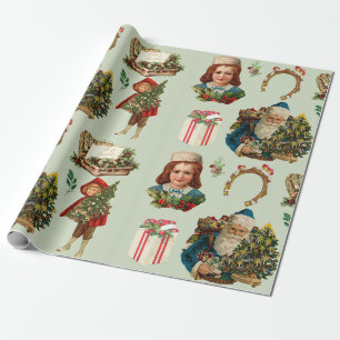 Frohe Weihnachten Vintage Collage mit Santa Geschenkpapier