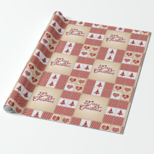 Frohe Weihnachten Vintage Country Quilt Muster Geschenkpapier