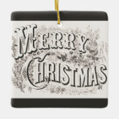 Frohe Weihnachten, Vintage Currier & Ives (Bericht Keramikornament (Vorderseite)