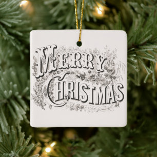 Frohe Weihnachten, Vintage Currier & Ives (Bericht Keramikornament