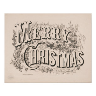 Frohe Weihnachten, Vintage Currier & Ives Druck