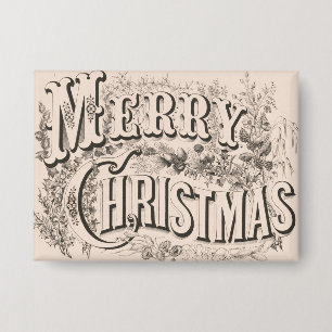 Frohe Weihnachten, Vintage Currier & Ives Druck Button