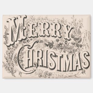 Frohe Weihnachten, Vintage Currier & Ives Druck Magnet