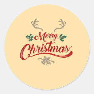 Frohe Weihnachten Vintage-Design Rot & Grün Runder Aufkleber