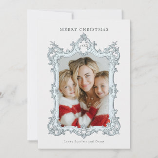 Frohe Weihnachten Vintage Elegante Rahmen Blau