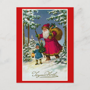 "Frohe Weihnachten" Vintage Französisches Weihnach Feiertagspostkarte