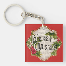 Frohe Weihnachten Vintage-Geschenk Schlüsselanhänger