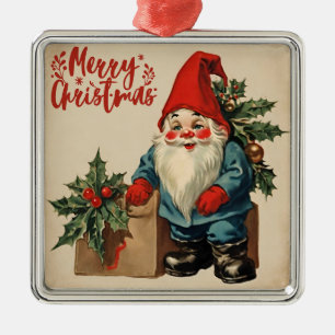 Frohe Weihnachten Vintage Gnom  Ornament Aus Metall