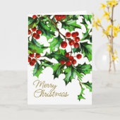 Frohe Weihnachten Vintage Heilige Berries mit Bots Karte (Gelbe Blume)