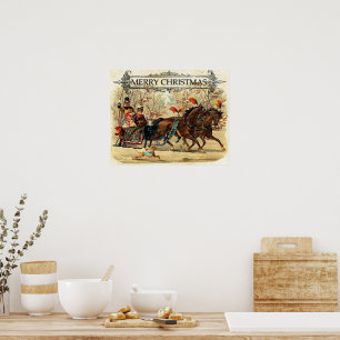 Frohe Weihnachten, Vintage-Illustration, Poster