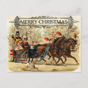 Frohe Weihnachten, Vintage-Illustration, Postkarte