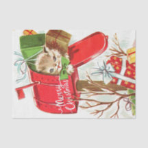 Frohe Weihnachten Vintage-Kätzchen im Briefkasten