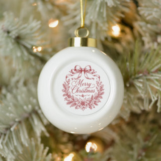 Frohe Weihnachten Vintage Keramik Kugel-Ornament