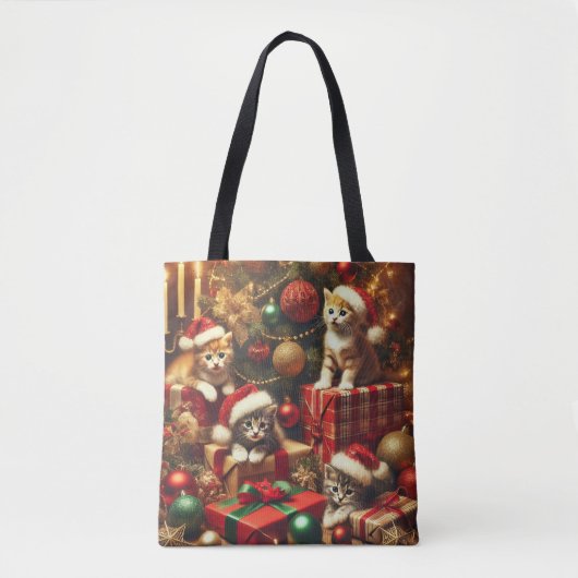 Frohe Weihnachten Vintage Kitten Collection Tasche (Vorderseite)
