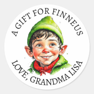 Frohe Weihnachten   Vintage kleine Boy-Geschenketi Runder Aufkleber