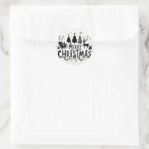 Frohe Weihnachten Vintage Klippe Runder Aufkleber