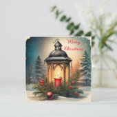 Frohe Weihnachten Vintage Laterne mit Kerze (Stehend Vorderseite)