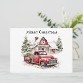 Frohe Weihnachten Vintage LKW-Schneebäume (Stehend Vorderseite)