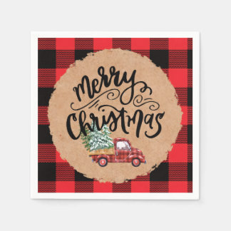 Frohe Weihnachten Vintage-LKW-Schrift Servietten