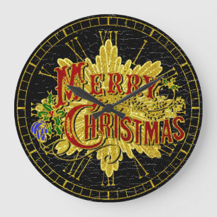 Frohe Weihnachten Vintage-Look Große Wanduhr